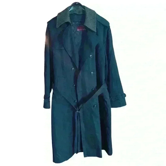 Vintage Nordstrom Navy Blue Mens  Trenchcoat - Picture 2 of 10